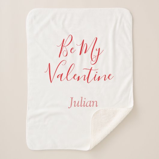 Be my valentine red name elegant love couple sherpa deken (Voorkant)