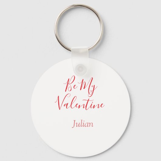 Be my valentine red name elegant love couple  sleutelhanger (Voorkant)