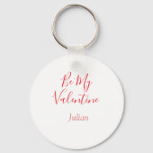 Be my valentine red name elegant love couple  sleutelhanger (Achterkant)