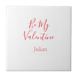 Be my valentine red name elegant love couple  tegeltje