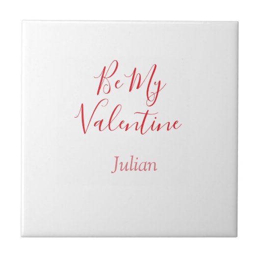 Be my valentine red name elegant love couple  tegeltje (Voorkant)