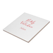 Be my valentine red name elegant love couple  tegeltje (Zijkant)