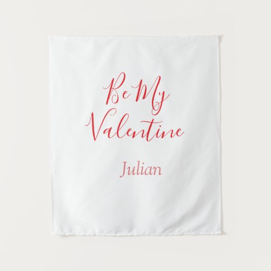 Be my valentine red name elegant love couple  wandkleed (Voorkant)