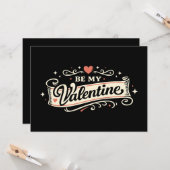 Be My Valentine Retro Love Kaart (Voorkant / Achterkant in situ)
