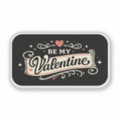 Be My Valentine Retro Love Sticker (Voorkant)