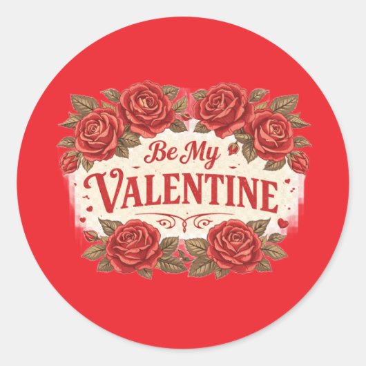 Be My Valentine – Romantic Red Roses Sticker (Voorkant)
