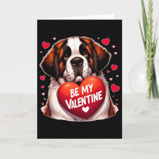 Be My Valentine Saint Bernard Dog Heart  Kaart