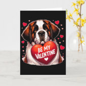 Be My Valentine Saint Bernard Dog Heart  Kaart (Gele Bloem)