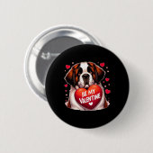 Be My Valentine Saint Bernard Dog Heart  Ronde Button 5,7 Cm (Voorkant /achterkant)