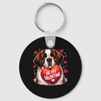 Be My Valentine Saint Bernard Dog Heart  Sleutelhanger