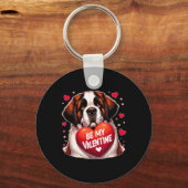 Be My Valentine Saint Bernard Dog Heart  Sleutelhanger (Voorkant)