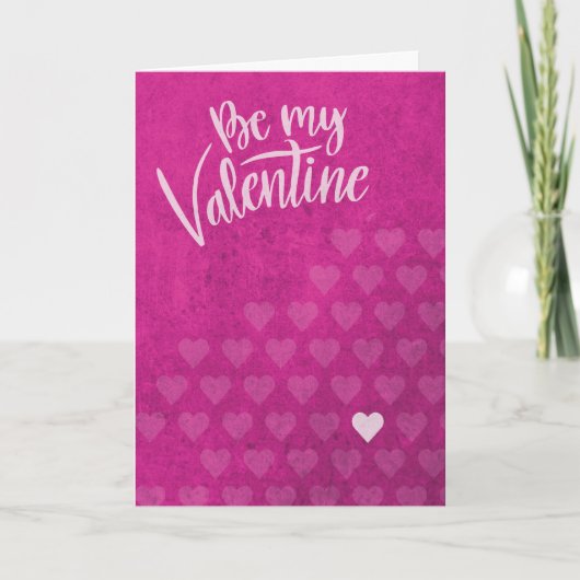 Be My Valentine Valentine's Day Pink Grunge Hearts Kaart (Voorkant)