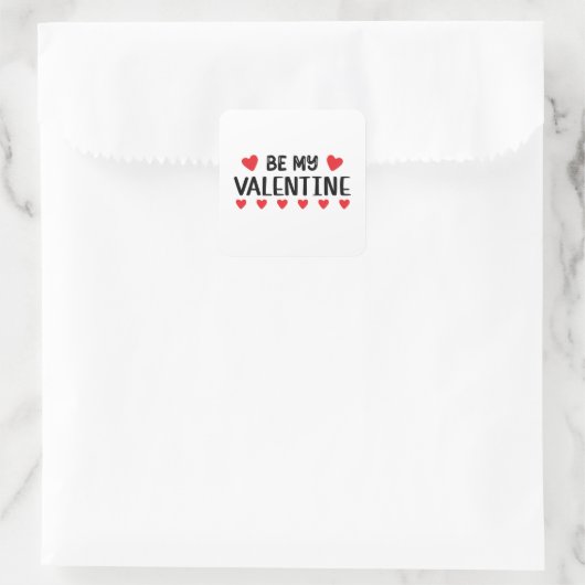 Be my Valentine Vierkante Sticker (Tas)
