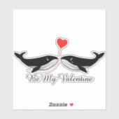 Be My Valentine Whales Couple Red Heart Balloon Sticker (Vel)