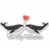 Be My Valentine Whales Couple Red Heart Balloon Sticker (Voorkant)