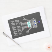 BE NICE HUMAN grappige robot Rechthoekige Sticker (Envelop)