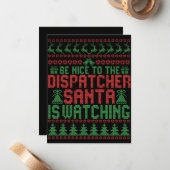 Be Nice To The Dispatcher Santa IS Watching Gift Notitiekaartje (Voorkant / Achterkant in situ)
