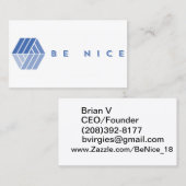 BE NICE VISITEKAARTJE (Voorkant / Achterkant)