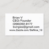 BE NICE VISITEKAARTJE (Achterkant)