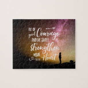 Be of Good Courage night sky - Psalm 31:24 Jigzaag Legpuzzel