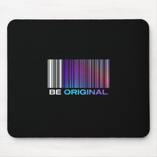 Be Original – Holographic Barcode-Inspired Muismat (Voorkant)
