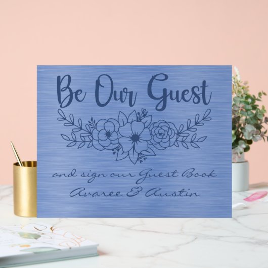 Be Our Guest and Sign Our Guestbook Blue Wedding Acryl Bord (Huwelijk)