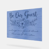 Be Our Guest and Sign Our Guestbook Blue Wedding Acryl Bord (Hoek)