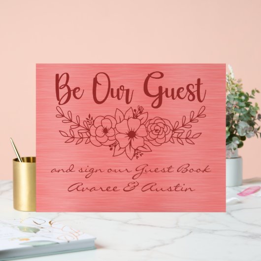 Be Our Guest and Sign Our Guestbook Red Wedding Acryl Bord (Huwelijk)