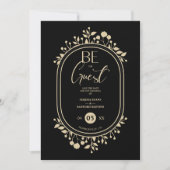 Be our Guest Black Wedding Fancy Frame Branches Save The Date (Voorkant)