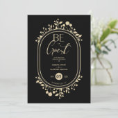 Be our Guest Black Wedding Fancy Frame Branches Save The Date (Staand voorkant)