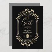 Be our Guest Black Wedding Fancy Frame Branches Save The Date (Voorkant / Achterkant)