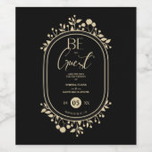 Be our Guest Black Wedding Fancy Frame Branches Wijn Etiket (Enkel label)