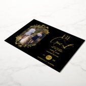 Be our Guest Black Wedding Fancy Frame Flowers Folie Uitnodiging (Gedraaid)