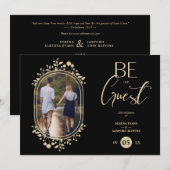 Be our Guest Black Wedding Fancy Frame Flowers Kaart (Voorkant / Achterkant)