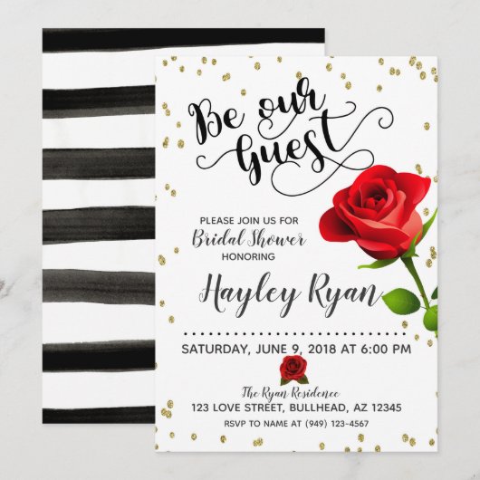 Be Our Guest Bruidsfeest Uitnodiging (Voorkant / Achterkant)