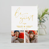 Be Our Guest Collage 2 Photos Romantic Wedding Folie Uitnodiging (Staand Voorkant)