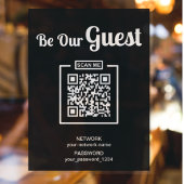 Be Our Guest l Wifi wachtwoord QR Code Zwart & Wit Poster