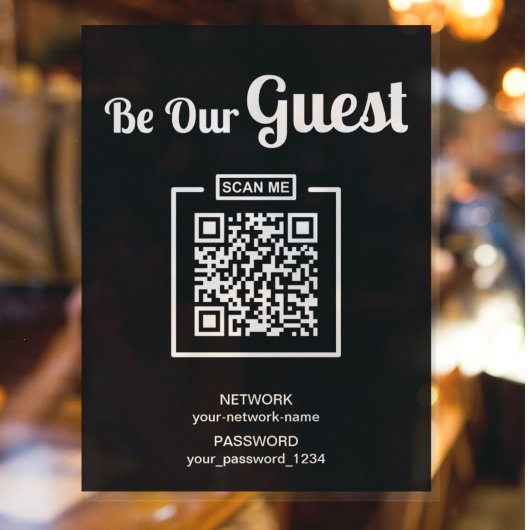Be Our Guest l Wifi wachtwoord QR Code Zwart & Wit Poster