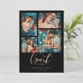 Be our Guest Quote Black Fancy Wedding 4 Photos Kaart (Staand voorkant)