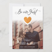 Be our Guest Quote Orange Heart Photo Wedding Save The Date (Voorkant)