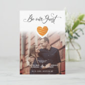 Be our Guest Quote Orange Heart Photo Wedding Save The Date (Staand voorkant)