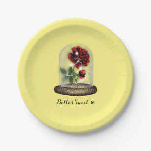 Be Our Guest Rode Roos in Glas Elegant Papieren Bordje