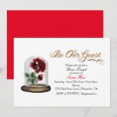 Be Our Guest Rode Roos in Glas Elegant Wit Kaart (Voorkant / Achterkant)