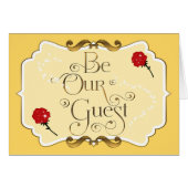 BE OUR GUEST Rode Roze Geel Elegante Vouwende Kaar (Voorkant Horizontaal)