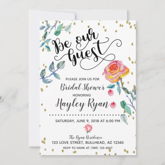 Be Our Guest Trouwfeest Uitnodiging Waterverf (Voorkant)