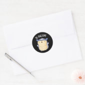 Be Owlsome Funny Owl Pun Dark BG Ronde Sticker (Envelop)