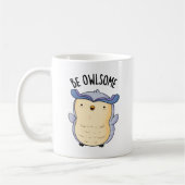 Be Owlsome Funny Owl Pun Koffiemok (Links)