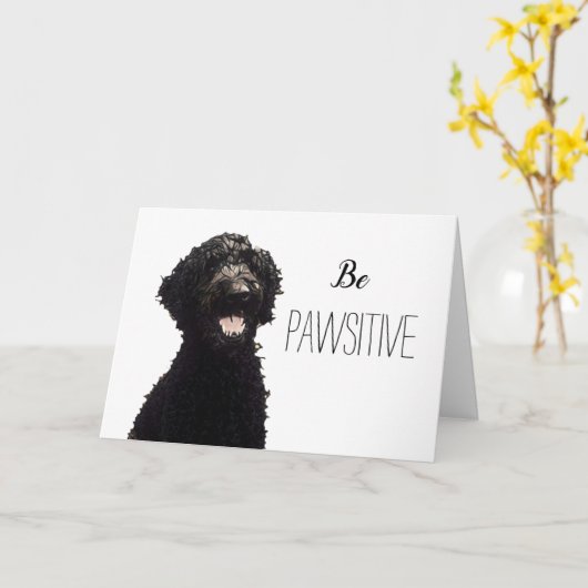 Be Pawsitive - Labradoodle Kaart (Gele Bloem)