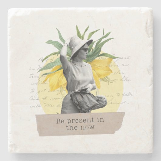 "Be present in the now" coaster Stenen Onderzetter (Voorkant)