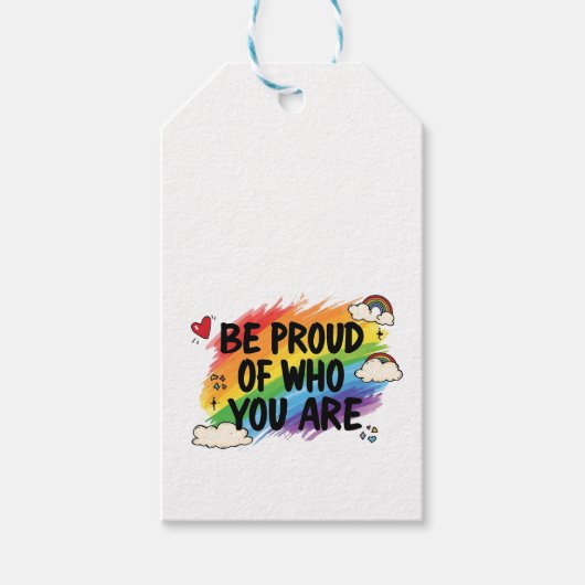 Be Proud of Who You Are Rainbow Quote lgbtq+ Cadeaulabel (Voorkant)